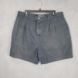 Geoffrey Beene Shorts Mens 38‎ Black Logo Cotton Pleated Front Casual Outdoor